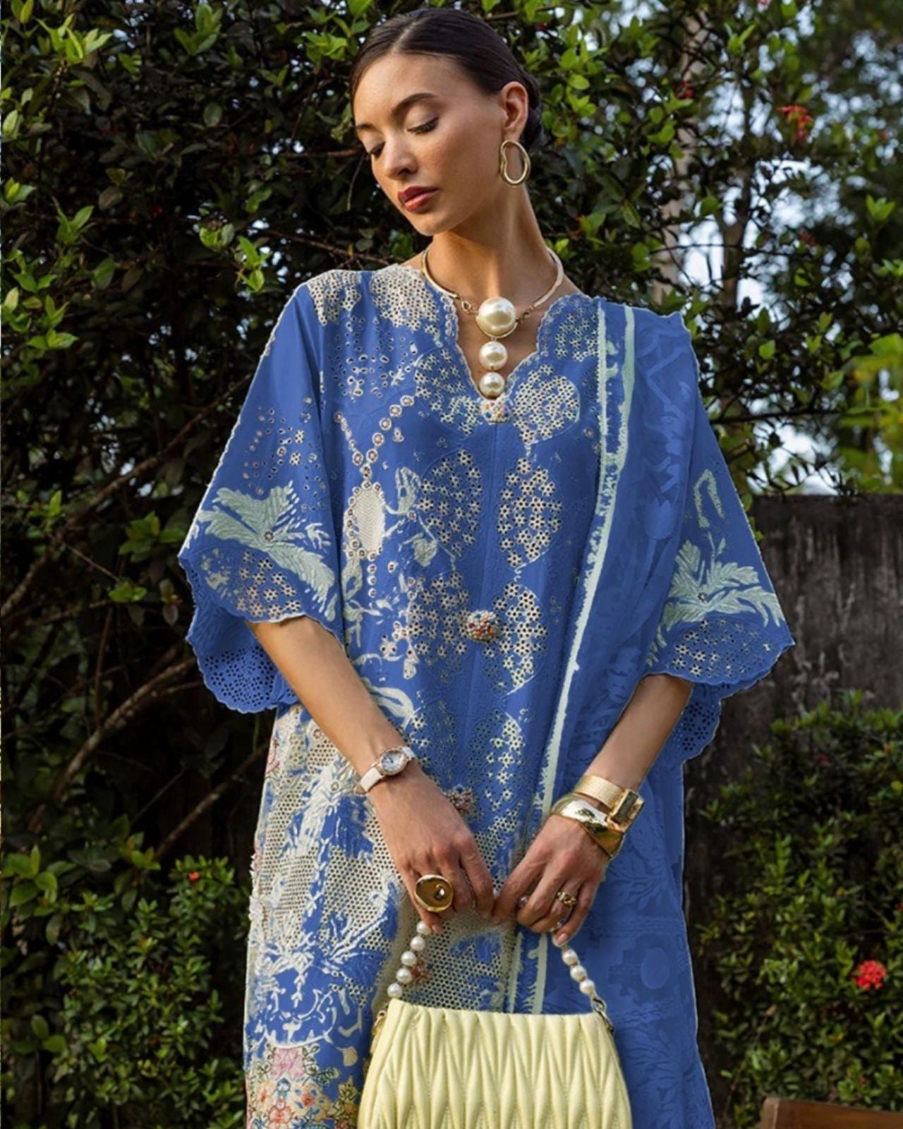 Exclusive And Comfortable Pakistani Style Cotton With Chikankari Embroidered Work (Blue)